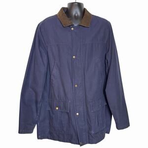 MENS BIG & TALL LANDS END NAVY CHORE COAT JACKET SZ XL/T 46 48 CORDUROY FLANNEL